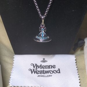 Vivienne Westwood Silver Orb Pendant Necklace with Blue Stones NOW ONLY $100